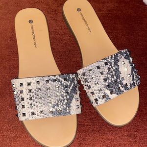 Snakeskin Studded Sandals